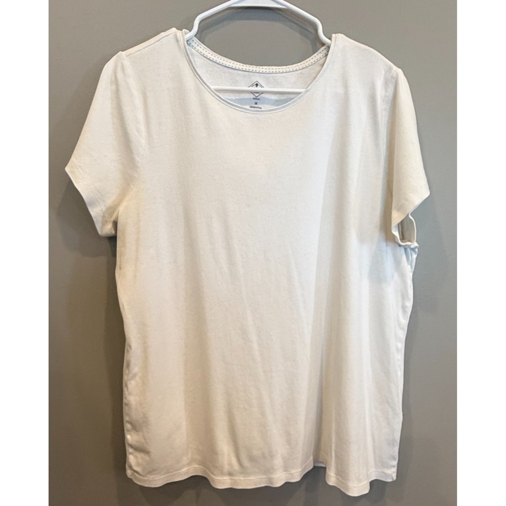 St. John's Bay Essential Tee Women's 1X White Short Sleeve Cotton T-Shirt Basic